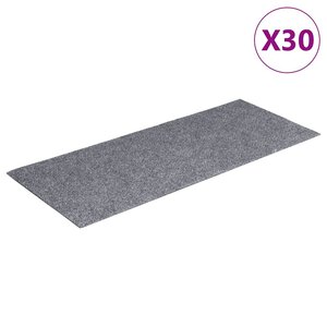vidaXL Tapis d'escalier autocollants 30 pièces 60 x 25 cm Gris clair Rectangulaire