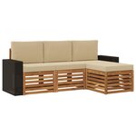 vidaXL Ensemble de canapés d'extérieur 4 Pièces Naturel et Beige