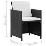 vidaXL Ensemble à manger d’extérieur 9 Pièces coussin Résine tressée Noir