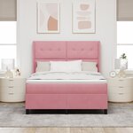 Lit à Lattes vidaXL avec Matelas et LED Rose 140x190 cm Velours