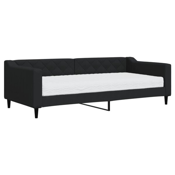 vidaXL Lit de jour avec matelas noir 90x200 cm tissu