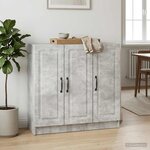 vidaXL Buffet Gris béton 89 x 34 5 x 77 cm Bois d'ingénierie