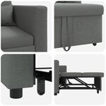vidaXL Fauteuil convertible 3-en-1 gris foncé en tissu