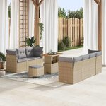 vidaXL Ensemble de canapé de jardin 10 Pièces Beige polyrotin
