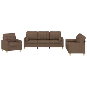 vidaXL Ensemble de canapés 3 Pièces avec coussins marron tissu