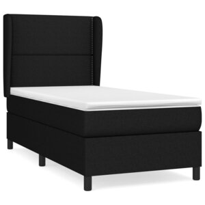 vidaXL Sommier à lattes de lit avec matelas Noir 90x190 cm Tissu