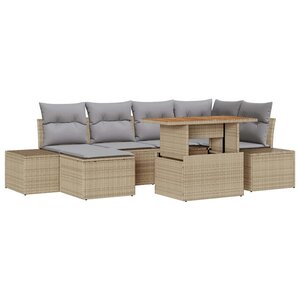 vidaXL Ensemble de salle à manger pour jardin 7 Pièces Beige et gris