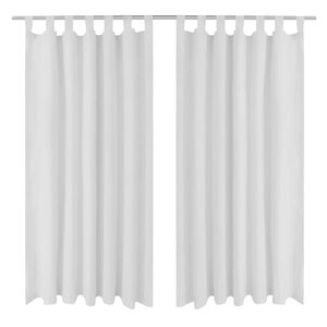 2 Pièces Rideau à Passant Micro Satin Blanc 140 x 175 cm