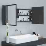 vidaXL Armoire de salle de bain à miroir LED Gris 100x12x45 Acrylique