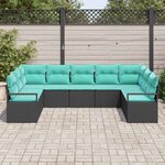 vidaXL Ensemble de Canapés avec coussin 9 Pièces Noir polyrotin