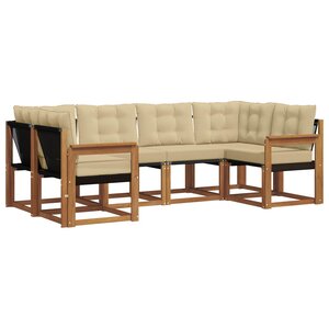 vidaXL Ensemble de canapés d'extérieur 6 pc Naturel et Beige