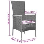 vidaXL Chaises de jardin avec coussins 4 Pièces Résine tressée Gris