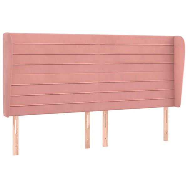vidaXL Tête de lit avec oreilles Rose 203x23x118/128 cm Velours