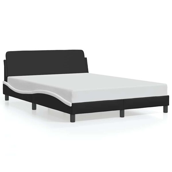 vidaXL Cadre de lit Dover noir et blanc 140x190 cm similicuir