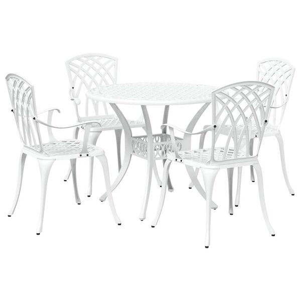 vidaXL Ensemble de salle à manger pour jardin 5 Pièces Blanc Aluminium