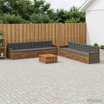 vidaXL Ensemble de canapés d'extérieur 9 Pièces Naturel et Anthracite