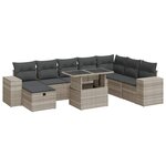 vidaXL Salon de jardin 9 Pièces avec coussins gris clair résine tressée