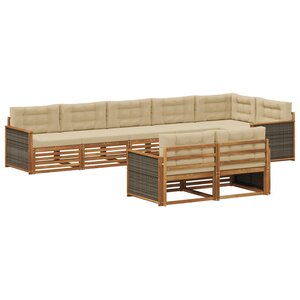 vidaXL Ensemble de canapés d'extérieur 8 pc Naturel et Beige
