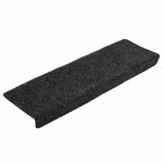 vidaXL Tapis d'escalier autocollants 20 pièces 65 x 21 x 4 cm Noir Bord rectangulaire