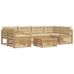 vidaXL Ensemble de canapés d'extérieur 7 Pièces Blanc et Beige Polyester
