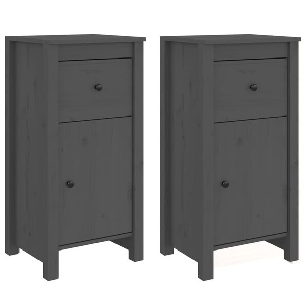 vidaXL Buffets 2 Pièces gris 40x35x80 cm bois massif de pin