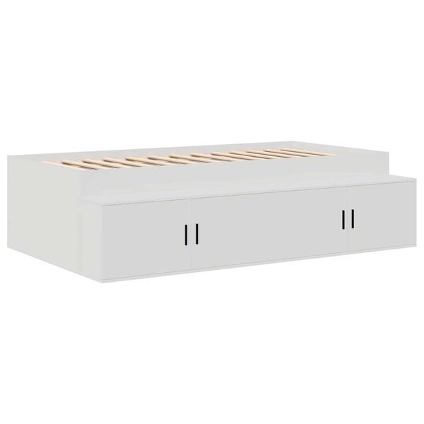 vidaXL Cadre de lit avec rangement Blanc 90 x 190 cm Bois d'ingénierie