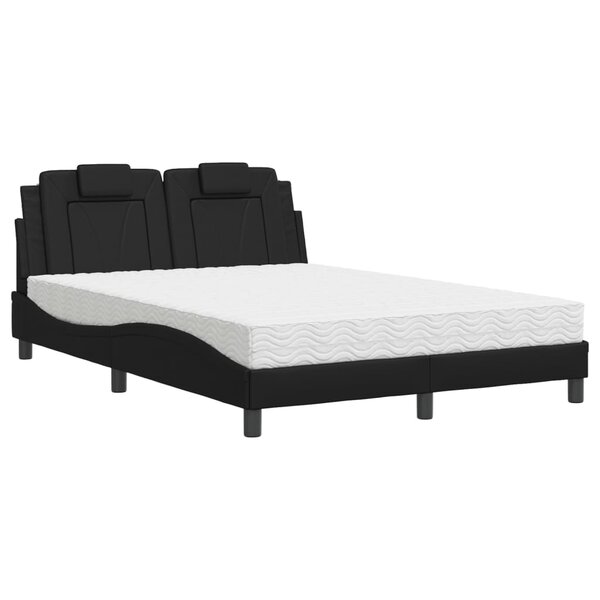 vidaXL Lit Viana avec matelas noir 140x200 cm similicuir