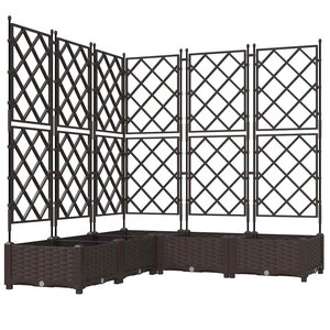 vidaXL Bac à fleurs avec Treillis 5 Pièces Marron 120 x 120 x 125.5 cm PP