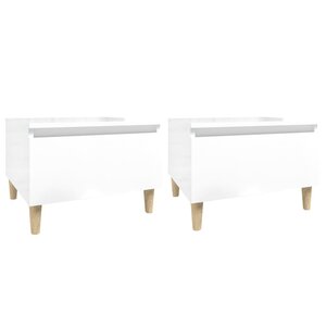 vidaXL Tables d'appoint 2Pièces Blanc brillant 50x46x35cm Bois ingénierie