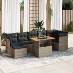 vidaXL Salon de jardin 8 Pièces avec coussins gris résine tressée