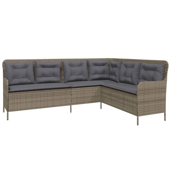 vidaXL Canapé de jardin avec coussins forme de L gris résine tressée