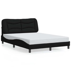 vidaXL Cadre de lit sans matelas Hvar noir 140x200 cm tissu