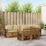vidaXL Ensemble de canapés d'extérieur 7 pc Naturel et Beige Polyester