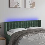 vidaXL Tête de lit à LED Vert foncé 147x16x78/88 cm Velours