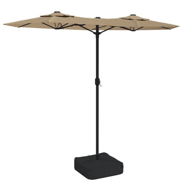 vidaXL Parasol de jardin à double tête avec LED taupe 316x240 cm