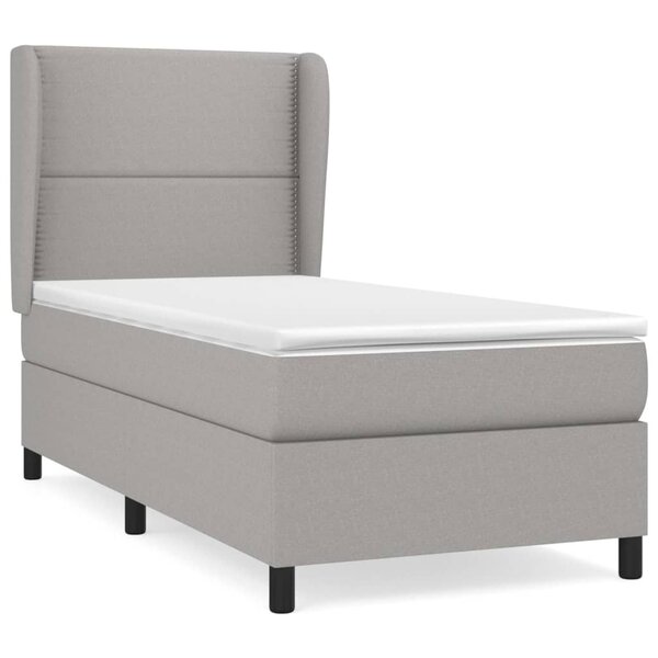 vidaXL Sommier à lattes de lit avec matelas Gris clair 90x200 cm Tissu