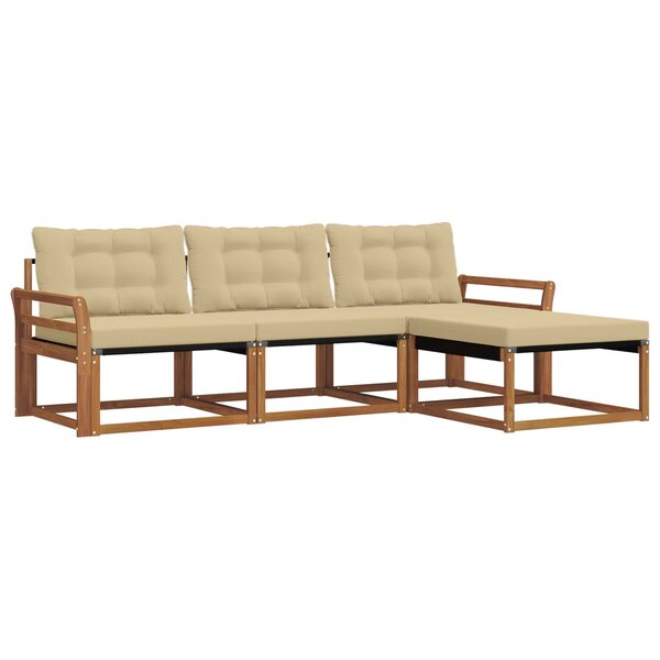 vidaXL Ensemble de canapés d'extérieur 4 pc Naturel et Beige