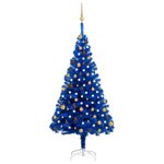 vidaXL Arbre de Noël artificiel pré-éclairé et boules bleu 180 cm PVC