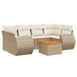vidaXL Salon de jardin avec coussins 7 Pièces beige résine tressée