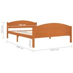 vidaXL Cadre de lit Marron miel Bois de pin massif 140x200 cm