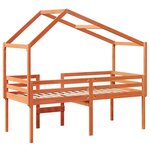 vidaXL Lit haut avec toit cire marron 90x200 cm bois de pin massif