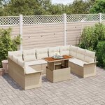 vidaXL Ensemble de canapé de jardin avec coussin 10 Pièces beige et crème