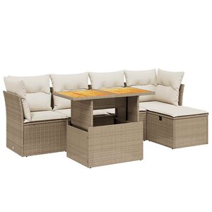 vidaXL Salon de jardin avec coussins 6 Pièces beige résine tressée