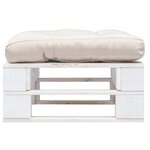 vidaXL Repose-pied palette de jardin avec coussin sable Blanc Bois