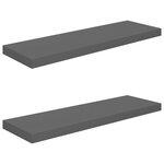 vidaXL Étagère murale flottante 2 Pièces Gris brillant 80x23 5x3 8 cm MDF