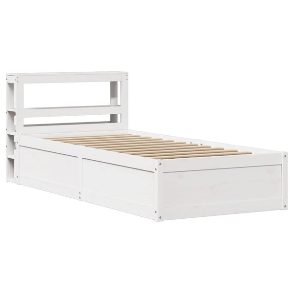 vidaXL Cadre de lit avec tête de lit blanc 90x200cm bois de pin massif