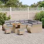 vidaXL Ensemble de canapé de jardin 12 Pièces Beige polyrotin
