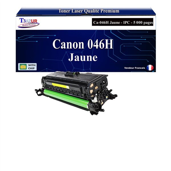 T3AZUR - Toner compatible avec Canon 046H pour Canon LBP-653Cdw  LBP-654Cx Jaune- 5 000p