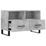 vidaXL Meuble TV Gris béton 80x36x50 cm Bois d'ingénierie