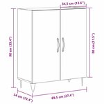 vidaXL Buffet Chêne noir 69 5 x 34 x 90 cm Bois d'ingénierie